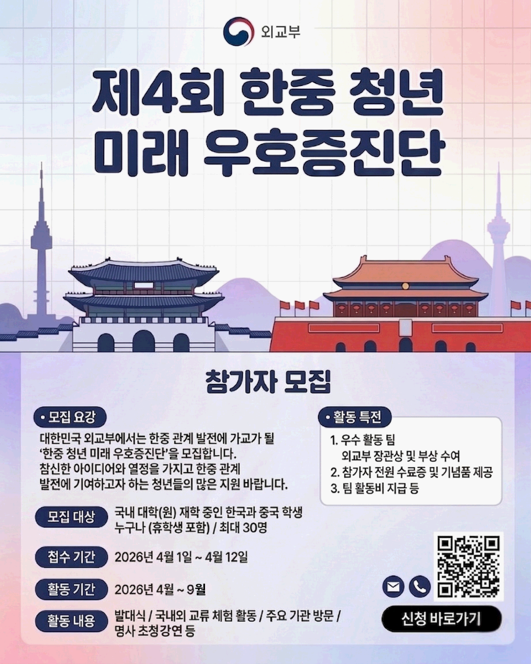 외교부 2026년 제4회 한중 청년 미래 우호증진단